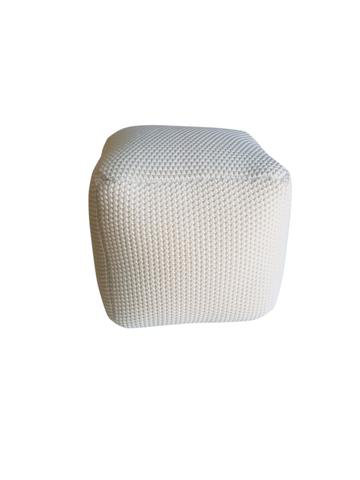 Ellett Upholstered Pouf, White