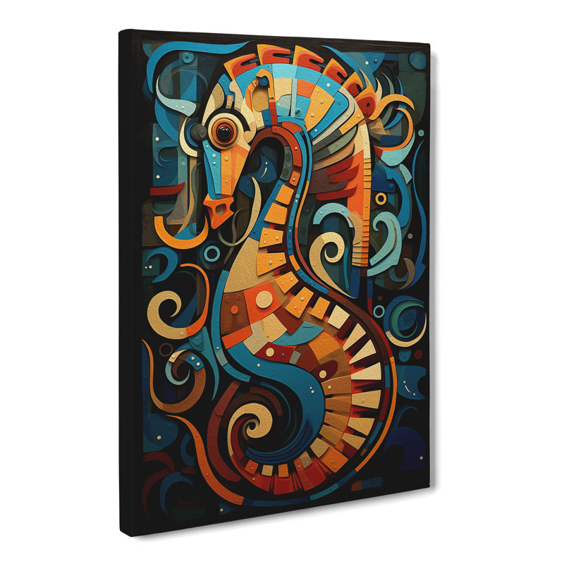 Seahorse Constructivism Art - Wrapped Canvas, 76cm H x 50cm W x 3cm D