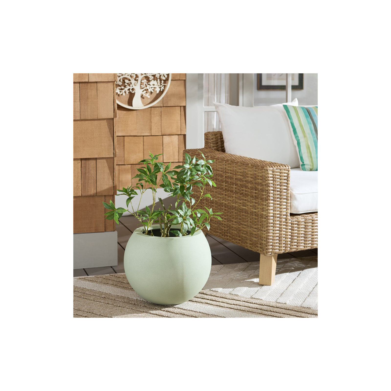 Mcgill Concrete Pot Planter, 12.7" H x 15.7" W x 15.7" D, Sage Green
