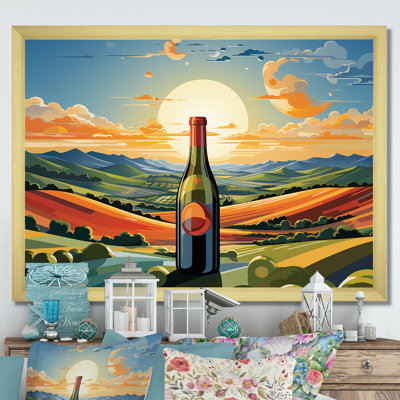 Bouteilles de vin dans des paysages italiens II - art mural vin