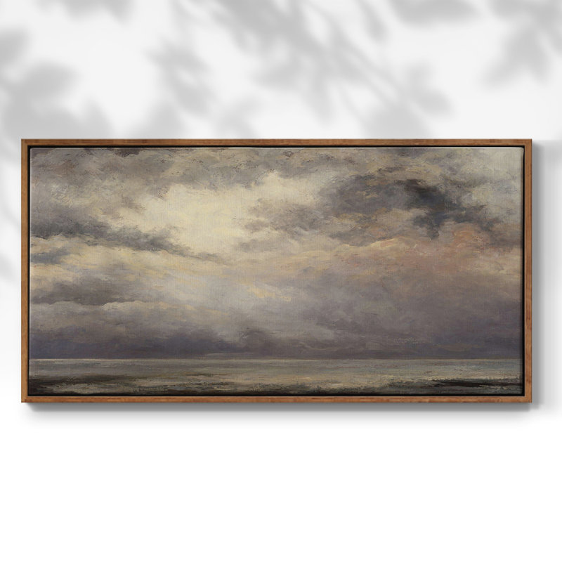 Série paysage - MCLXIV - Toile tendue avec châssis encadré - Prêt à être accroché, H 25 po x l 49 po, Noyer