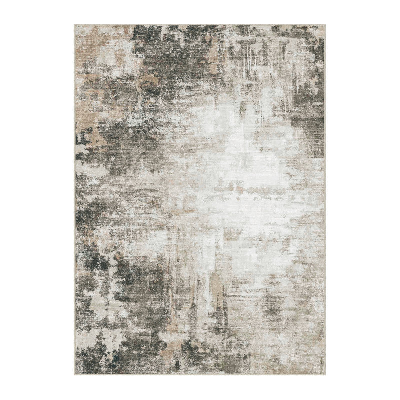 Kylie Black/Brown Abstract Area Rug, Rectangle 8'6" x 11'6"