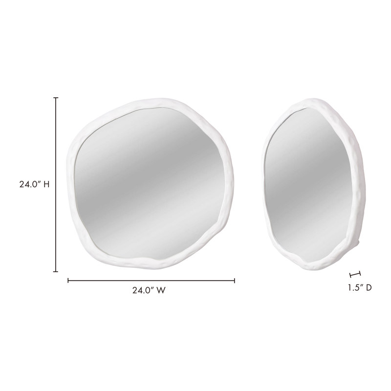 Miroir d'appoint Nola, 24 po x 24 po, Blanc