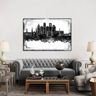 Detroit Skylines - Wrapped Canvas Print
