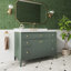 Ensemble de meuble-lavabo sur pied simple 48 po avec structure en bois massif et plateau en marbre d'ingénierie-350777421