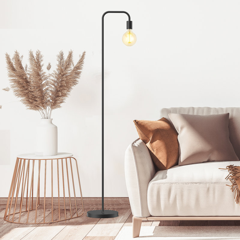 Lampe sur pied arquée industrielle 64,5 po Crimley et ampoule incluse, Noir