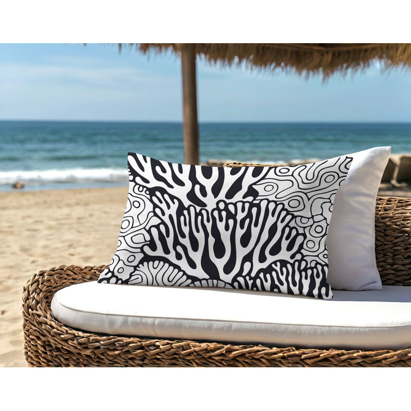 Coussin lombaire intérieur / extérieur Frog gras Coral, H 18 po x l 25 po, Noir