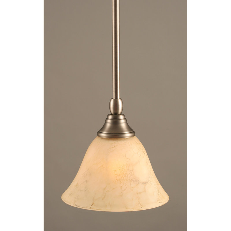 Stem Hung Mini Pendant With 7" Italian Marble Glass, Brushed Nickel