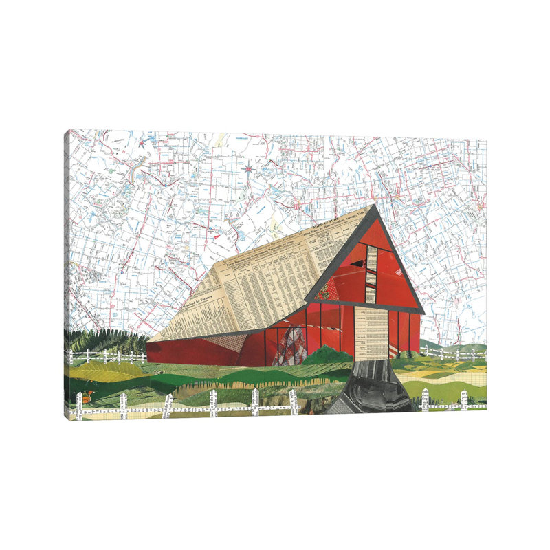 «Red Barn» par Paper Cutz, impression sur toile tendue, H 12 po x l 18 po x 1,5 po