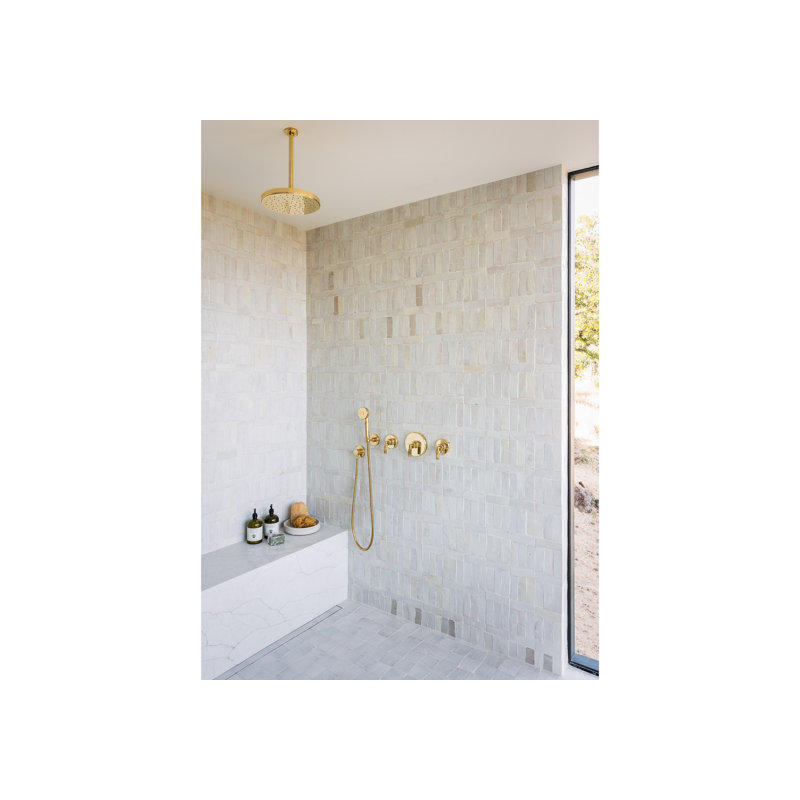 Foundations Ceiling-Mount Rain Showerhead Arm 12", Unlacquered Brass