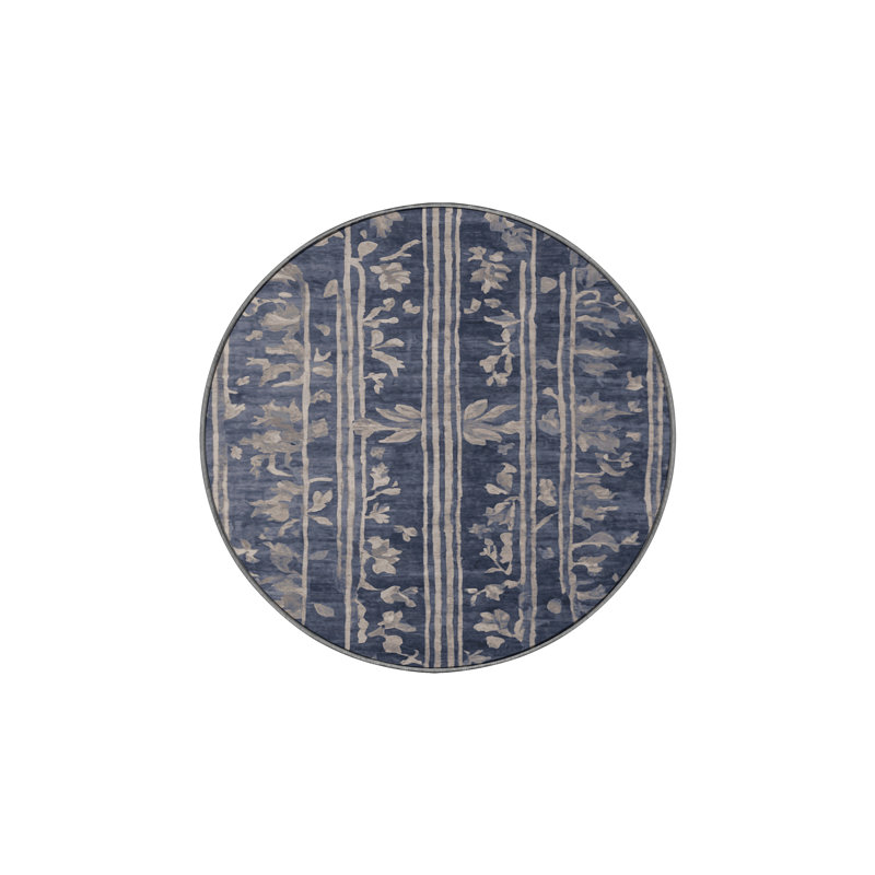 Tapis gris soyeux et moelleux, Rond 3 pi