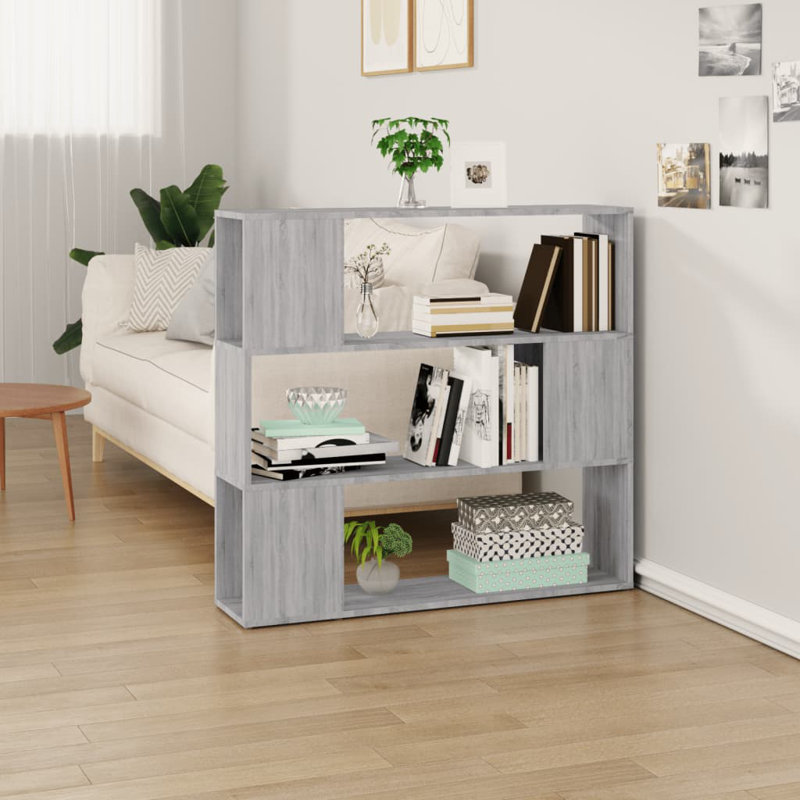 Cashe Bookcase, (3 Shelves) 94cm. H x 100cm. W x 24cm. D, Gray Sonoma