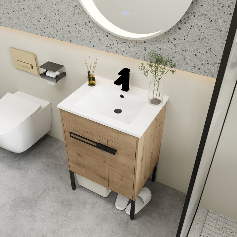  Alean 24'' Single Freestanding/Floating Bathroom Vanity with Ceramic Sink