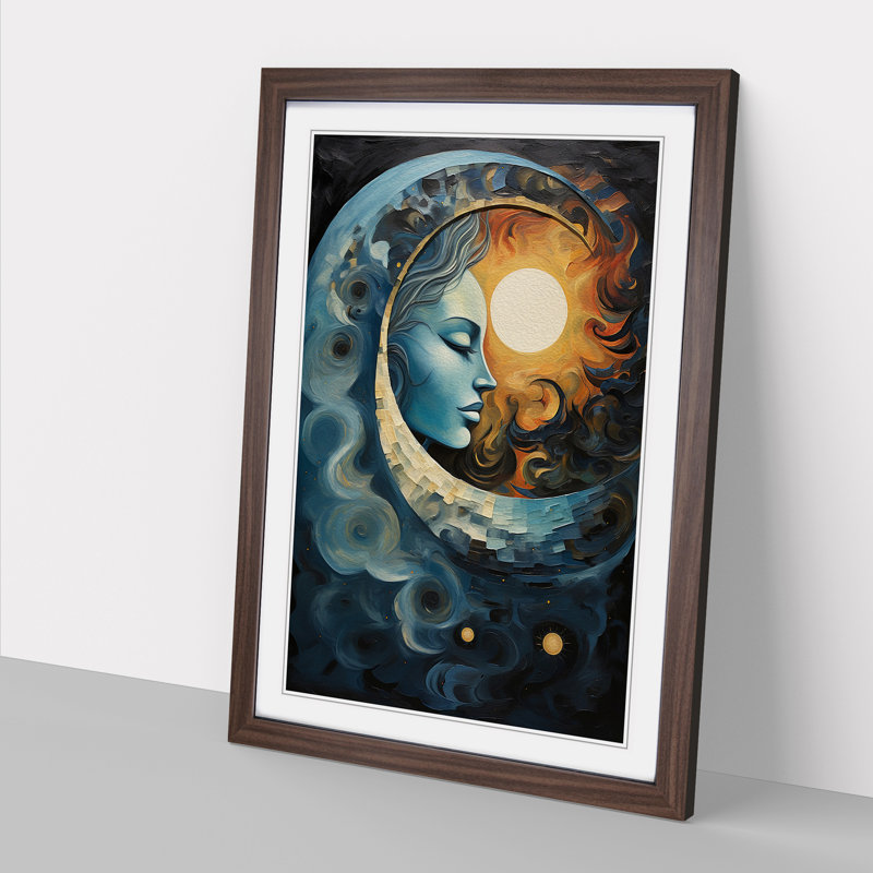 Moon Orphism Framed Print, Walnut Framed, 64cm H x 46cm W x 2cm D