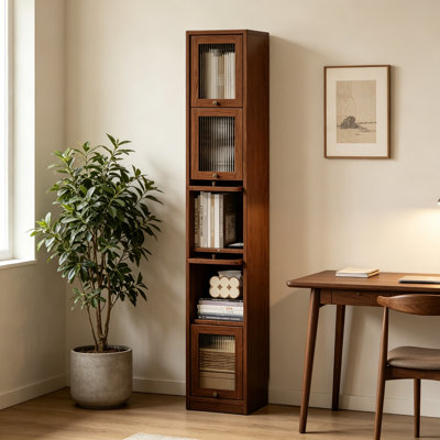 Retro Nut-brown Standard Solid Wood Bookcase