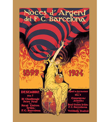 « noces d’argent del f.c. barcelone » par j. segrelles affiche rétro