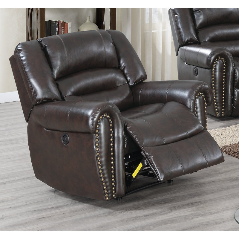 Lower Faux Leather Power Recliner, Brown Faux Leather