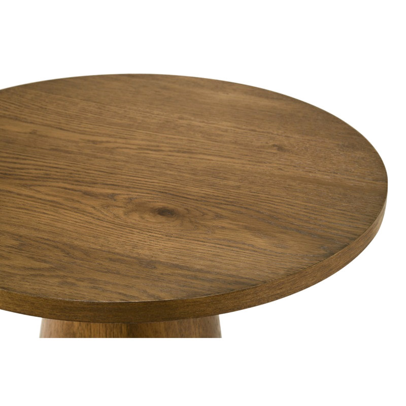 Console ronde, canapé de salon moderne avec base à piédestal, Noyer