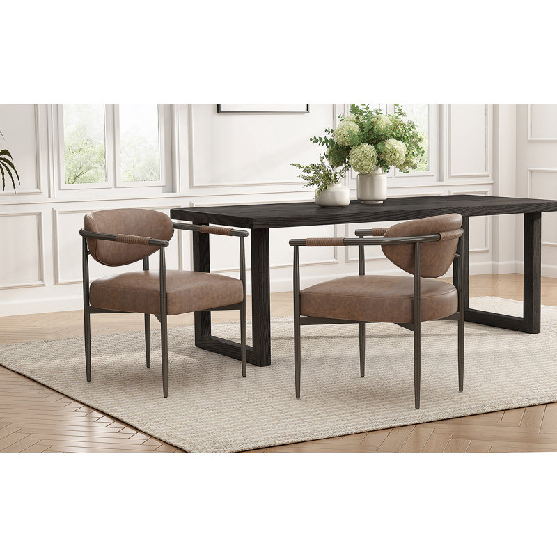 Ensemble de 2 chaises de salle à manger modernes, chaises de salle à manger rembourrées avec structure en fer, fauteuils d'appoint pour la cuisine et le salon