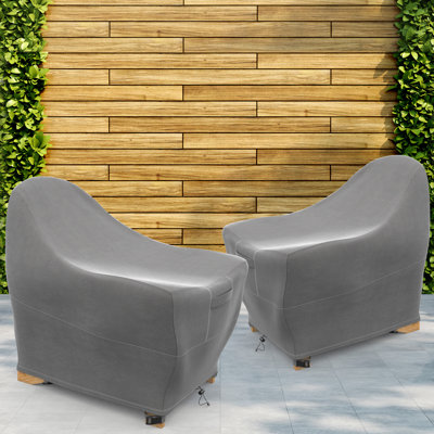 Set of 2 Adirondack Patio Chair Cover - Breathable, Heavy-Duty Cover with Water-Resistant PVC liner, Adjustable Elastic Hem, Click-Close Straps, and A