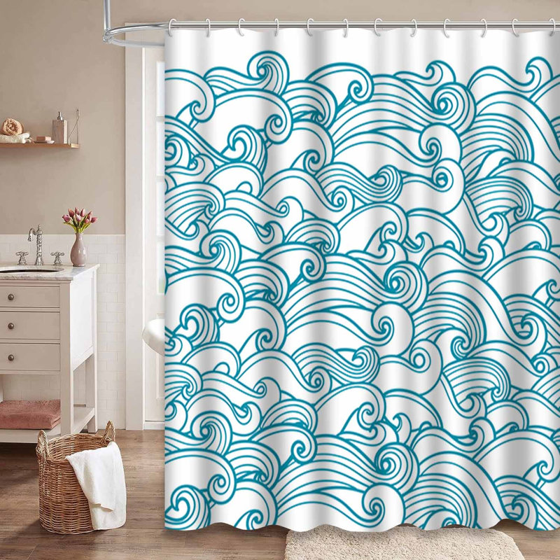 Rideau de douche imperméable à l'eau avec 12 crochets, L 72 po x l 84 po