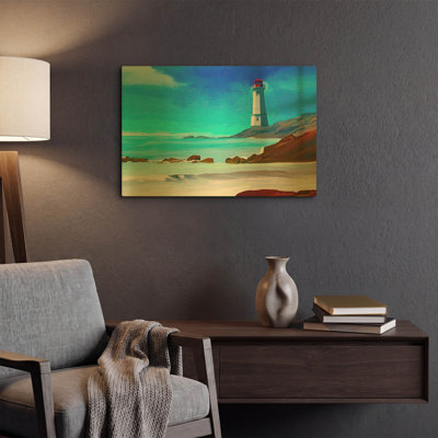 «Blanc phare» par Ata Alishahi, art mural en métal doré, 24 po x 16 po