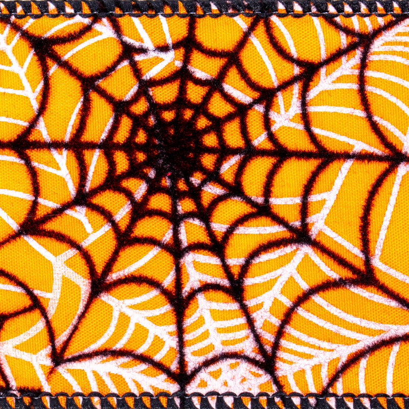 Ruban d'araignée orange et noir 2,5 po x 10 verges Vickerman, Orange
