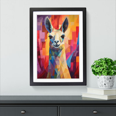 Llama Cubism - Single Picture Frame Print on Wood