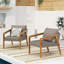 Fauteuils club d'extérieur en bois d'acacia avec coussins teck / gris