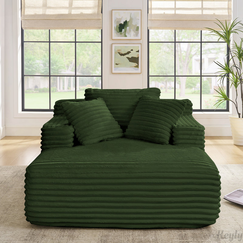 Chaise longue rembourrée en mousse Corduroy, Vert
