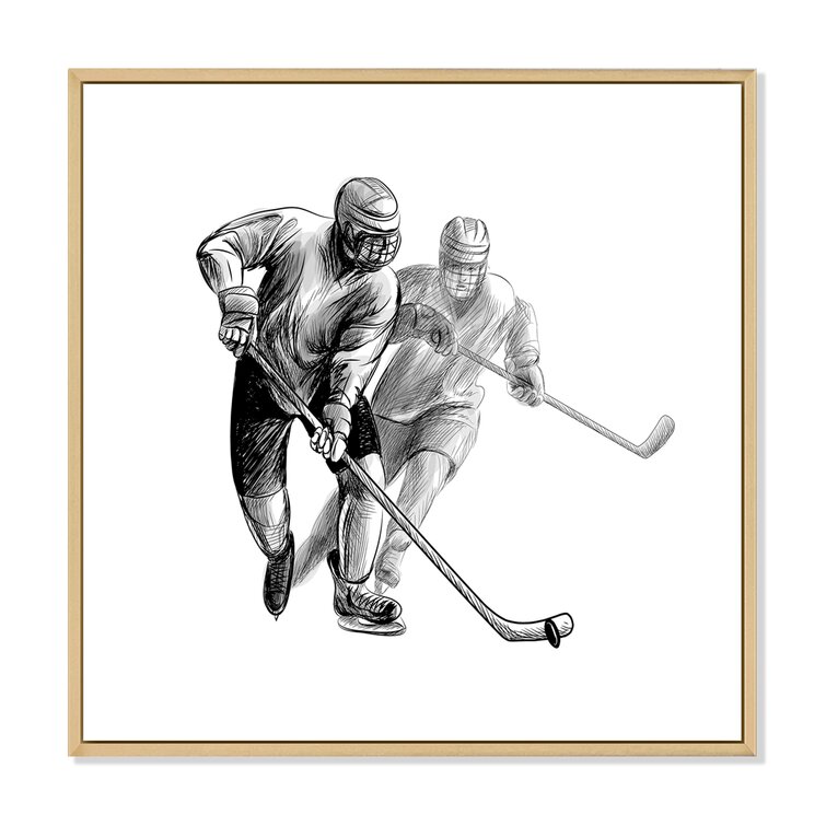 One single line drawing of two young ice hockey... - Stock Illustration  [71472552] - PIXTA