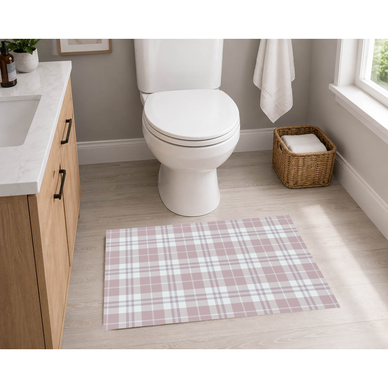 Tapis de toilette rectangulaire absorbant et antidérapant à carreaux Tartan Block