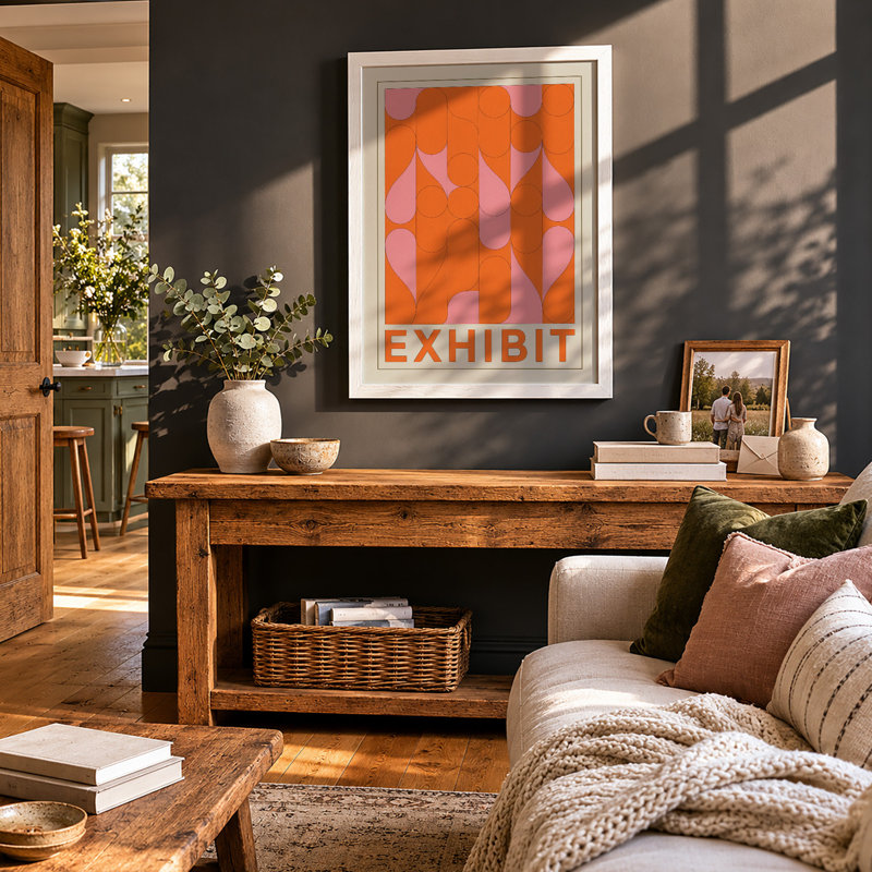 Exhibit Mid-Century - Framed Print, A2 - 59.4 x 42.0 cm, White