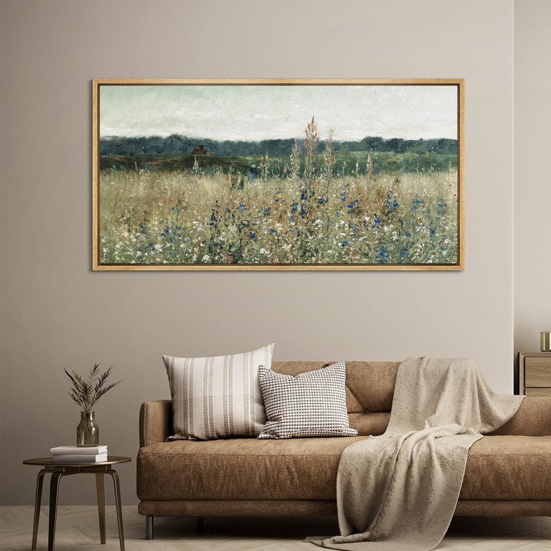 Rustic Countryside " Rustic Field Wildflowers Vintage Countryside Nature Landscape Retro Art Decor Extra Large Pictures "