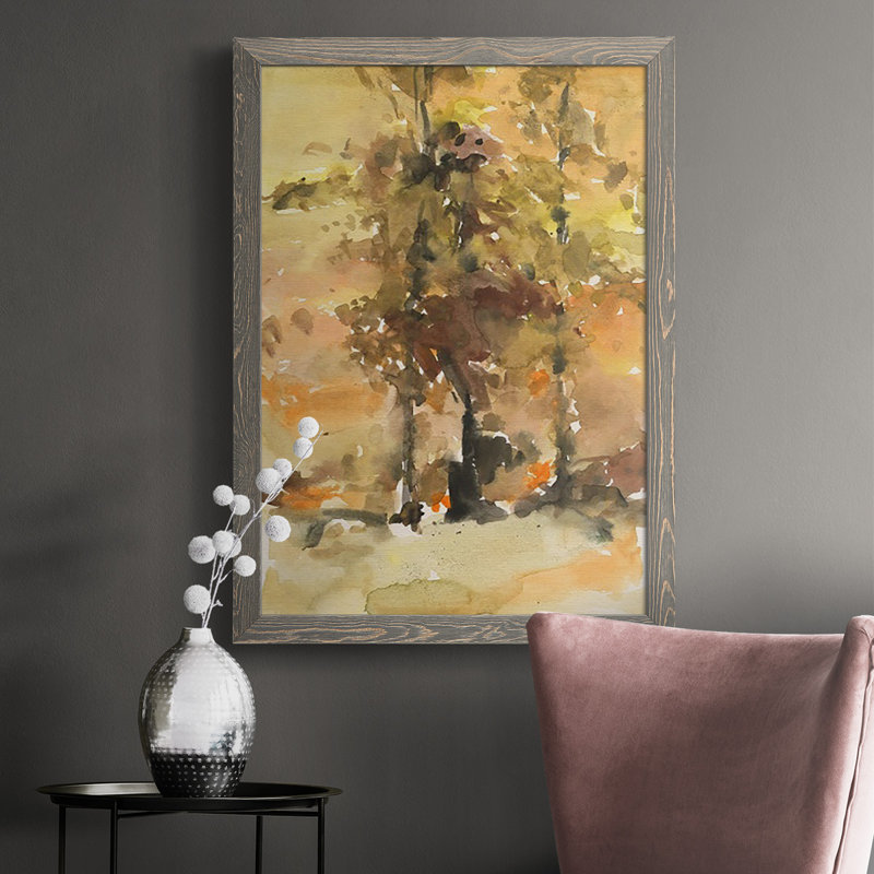 «Fall Foliage Watercolor I», reproduction d'art sur toile, gris, H 43,5 po x l 31,5 po x P 1 po