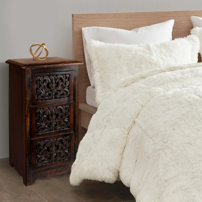 Calliphon 83.82cm W Bedside Table, Dark Brown