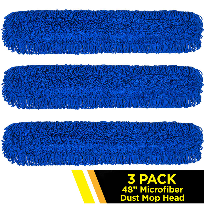 Gritt Commercial Microfiber Looped Dust Mop Pad Head, Pack of 3, 1" H x 48" W x 5" D