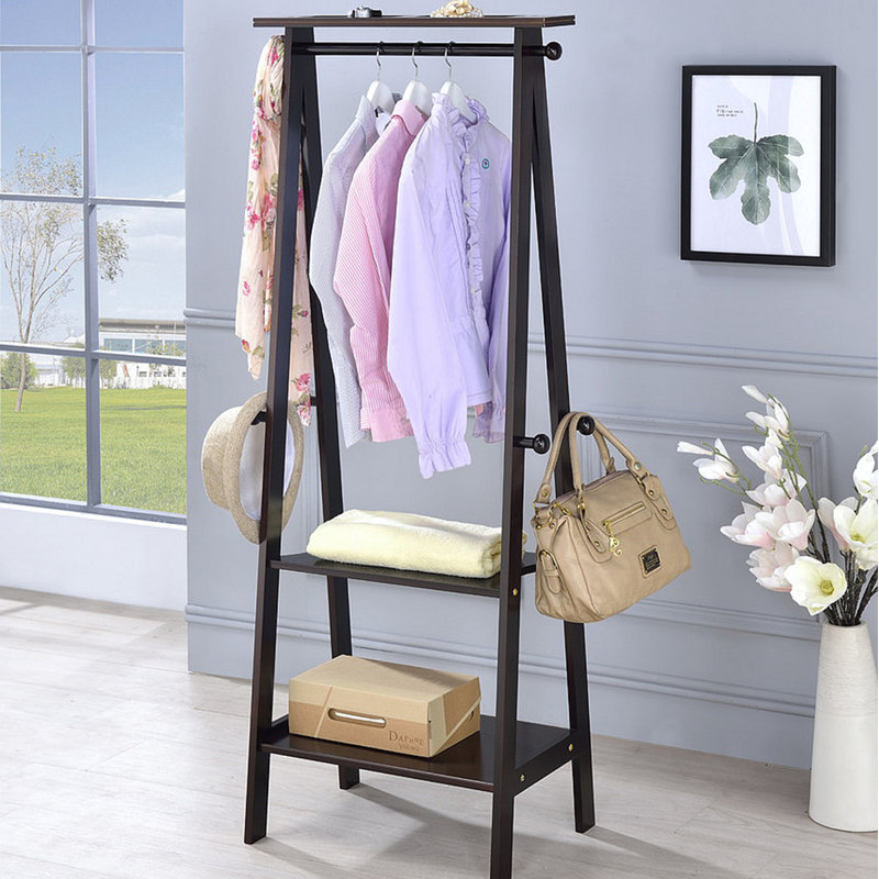 59" Tall Wooden Garment / Coat Rack, Espresso