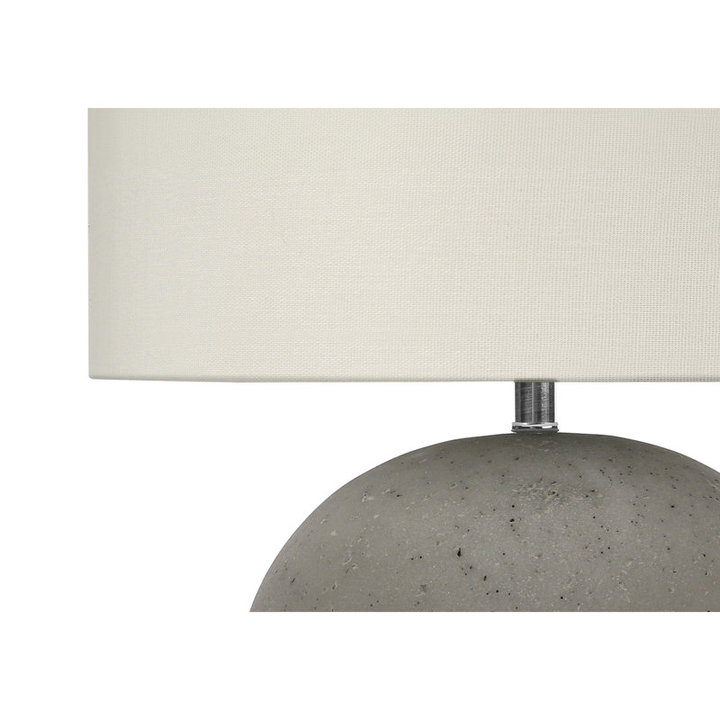 H 20 po, lampe de table, béton gris, abat-jour ivoire / crème, contemporain