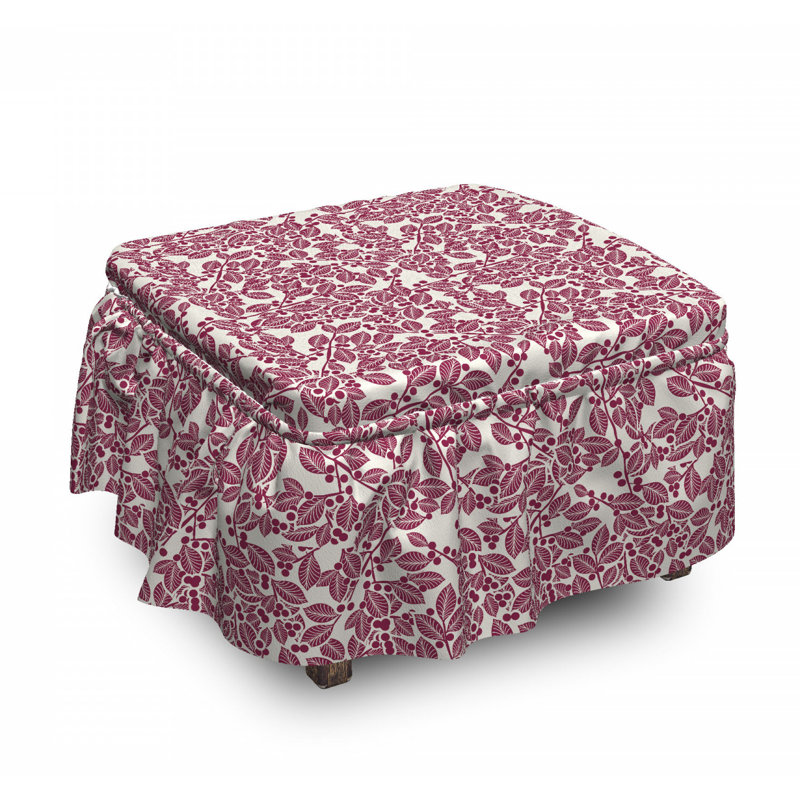 Housse pour repose-pieds motif de feuillage monochrome