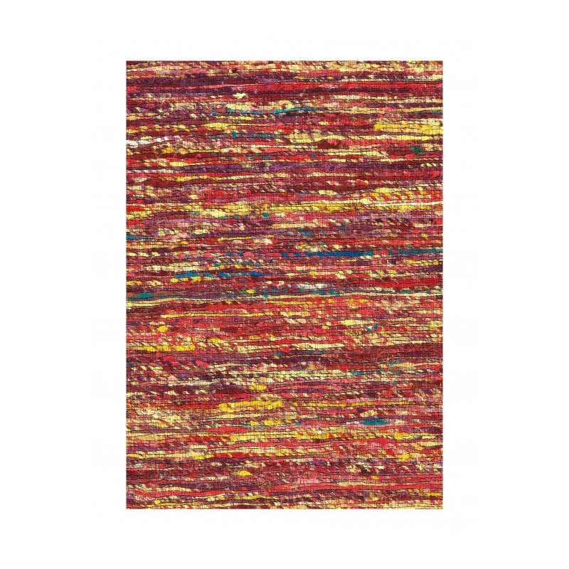 Charnesia Hand Tufted Silk Area Rug in Red