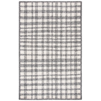 Plaid Handmade Tufted Ivory/Black Area Rug
