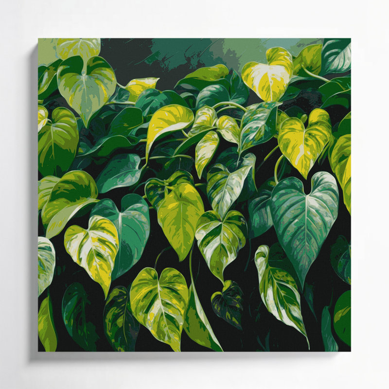 Art mural sur toile Botanical Pothos, H 16 po x l 16 po