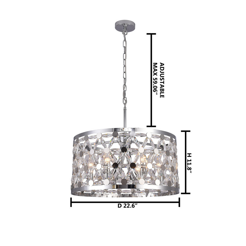 Lustre cylindrique rond 6 lumières Transitional