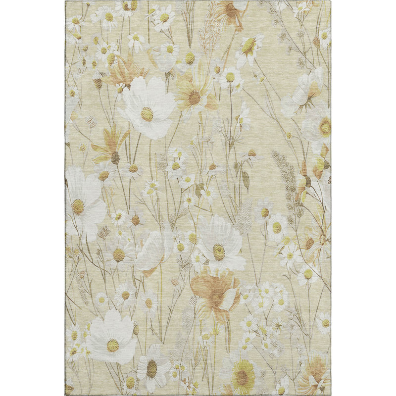 Premium Machine Washable Elize AMF1500 Floral Rug, Rectangle 9' x 12'