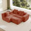 Canapé modulaire en L à 3 places avec passepoil à bordure française, sans assemblage requis, canapé 3 places avec coussins décoratifs et 1 repose-pieds mobile, tissu de velours rouge-1933331431