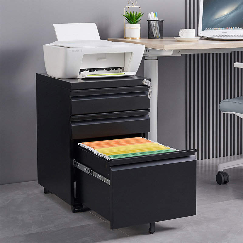 [Installation Required] 3-Drawer Mobile Filing Cabinet With Lock