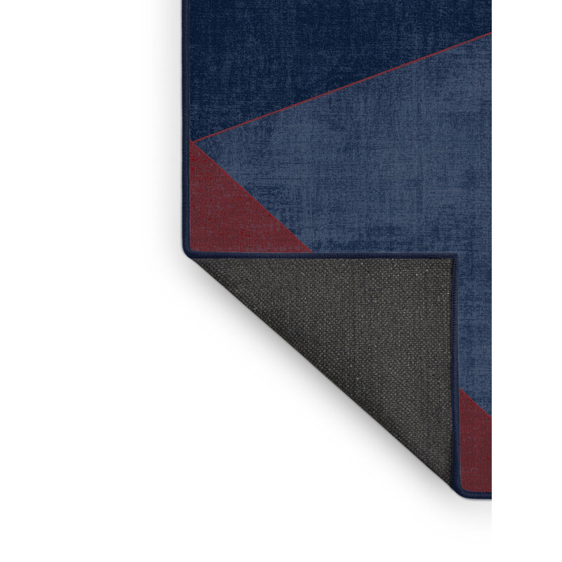 Soft Plush Fairweather July 4Th Modern & Contemporary Abstract Area Rug in Gray – Navy Binding, 3x5