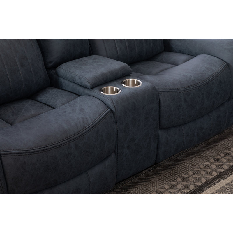 Ensemble de salon inclinable manuel 3 pièces avec porte-gobelets, Gris