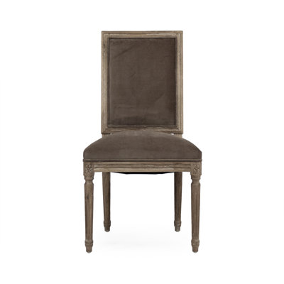 Louis Side Chair - Limed Gray Brown Velvet